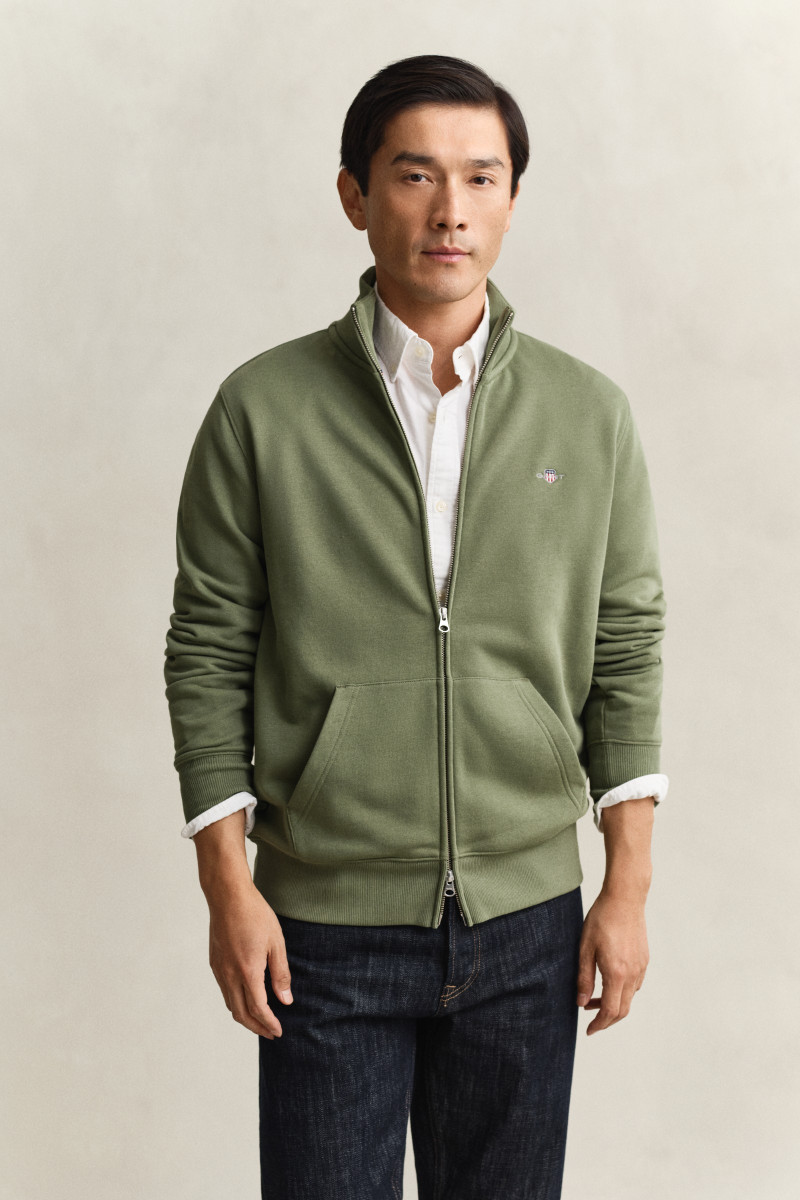 E-shop MIKINA GANT REG SHIELD FULL ZIP SWEAT DRY HERB GREEN