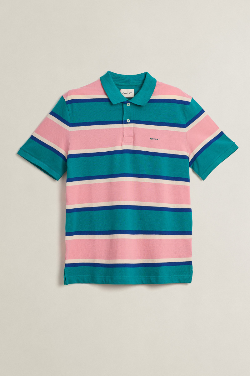 POLOKOŠILE GANT MULTISTRIPE SS POLO AQUA BLUE