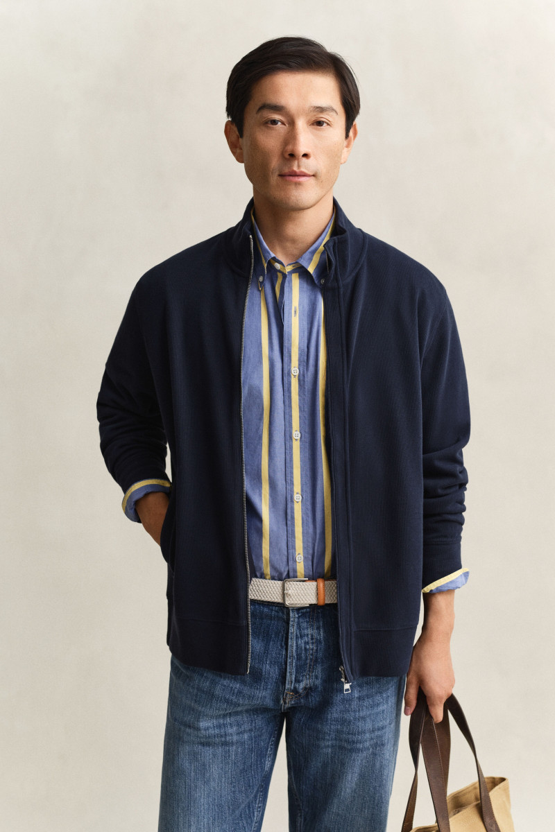 E-shop MIKINA GANT LIGHT SACKER RIB FZ EVENING BLUE
