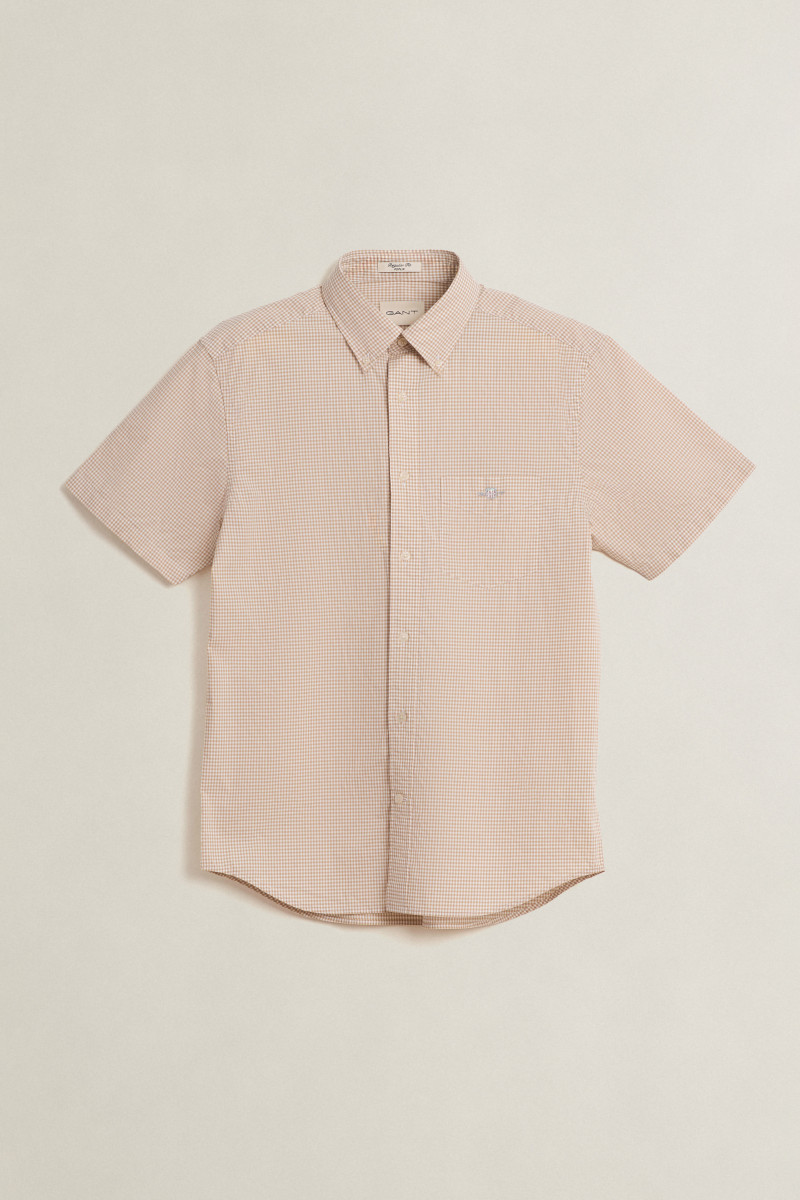 KOŠILE GANT REG CLASSIC POPLIN GINGH SS SHIRT OAT BEIGE