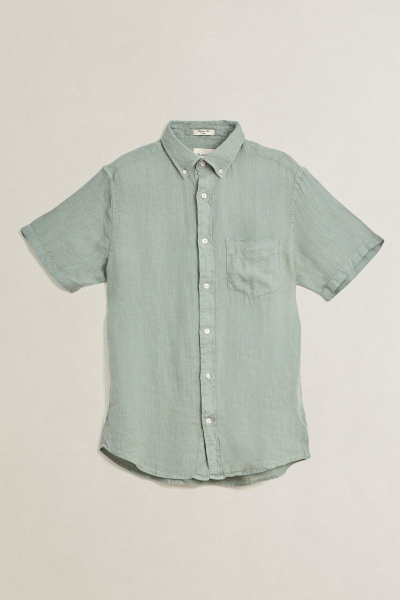 E-shop KOŠILE GANT REG GMNT DYED LINEN SS SHIRT CERAMIC GREY