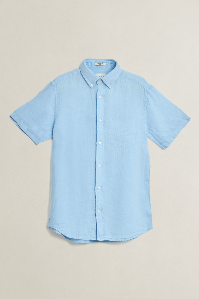 E-shop KOŠILE GANT REG GMNT DYED LINEN SS SHIRT SKY BLUE