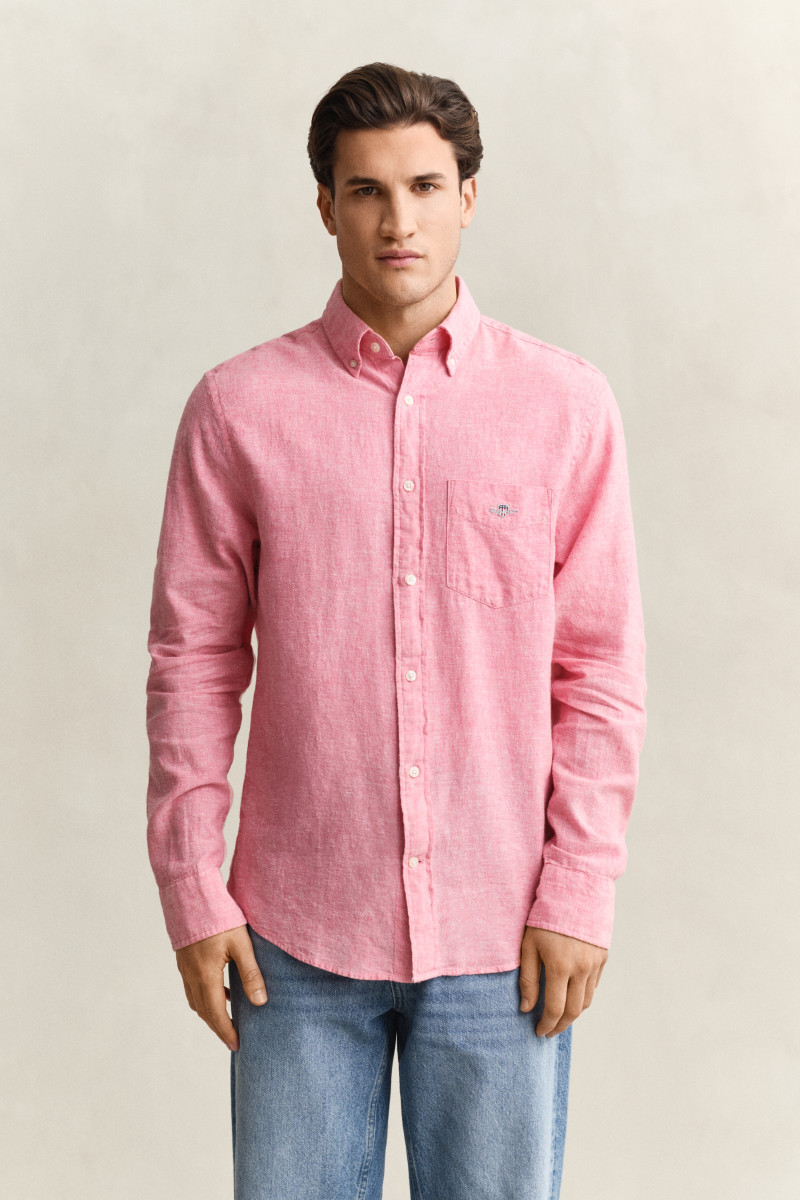 KOŠEĽA GANT REG COTTON LINEN SHIRT ROSE PINK
