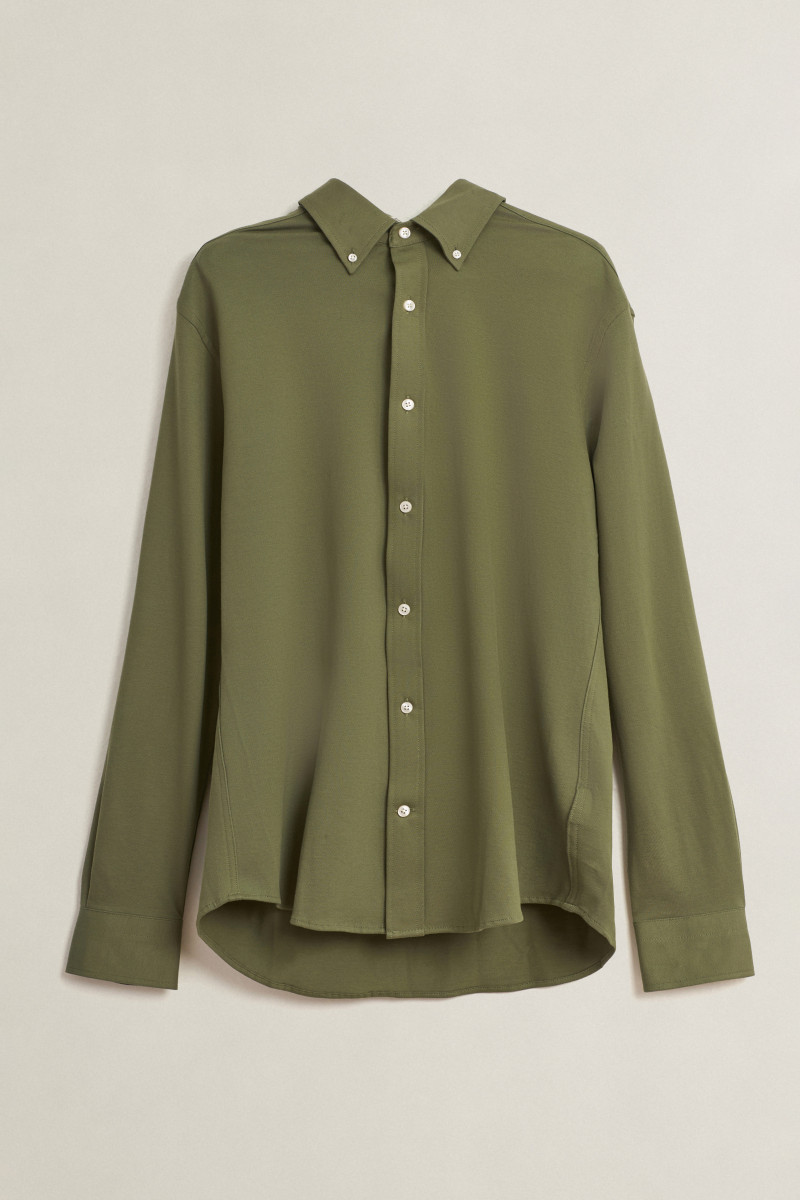 E-shop KOŠILE GANT REG JERSEY PIQUE STRETCH SHIRT DRY HERB GREEN