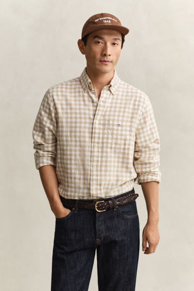 ING GANT REG COTTON LINEN GINGHAM SHIRT - Kép 1