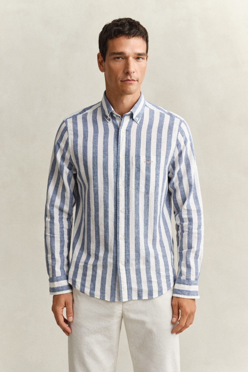 E-shop KOŠILE GANT REG COTTON LINEN STRIPE SHIRT VINTAGE BLUE