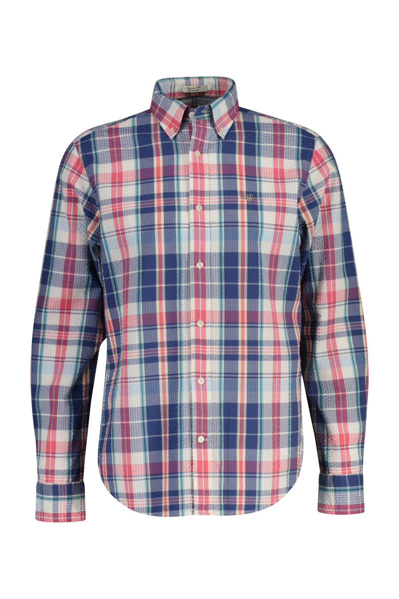 KOŠILE GANT REG SEERSUCKER MADRAS SHIRT VINTAGE BLUE