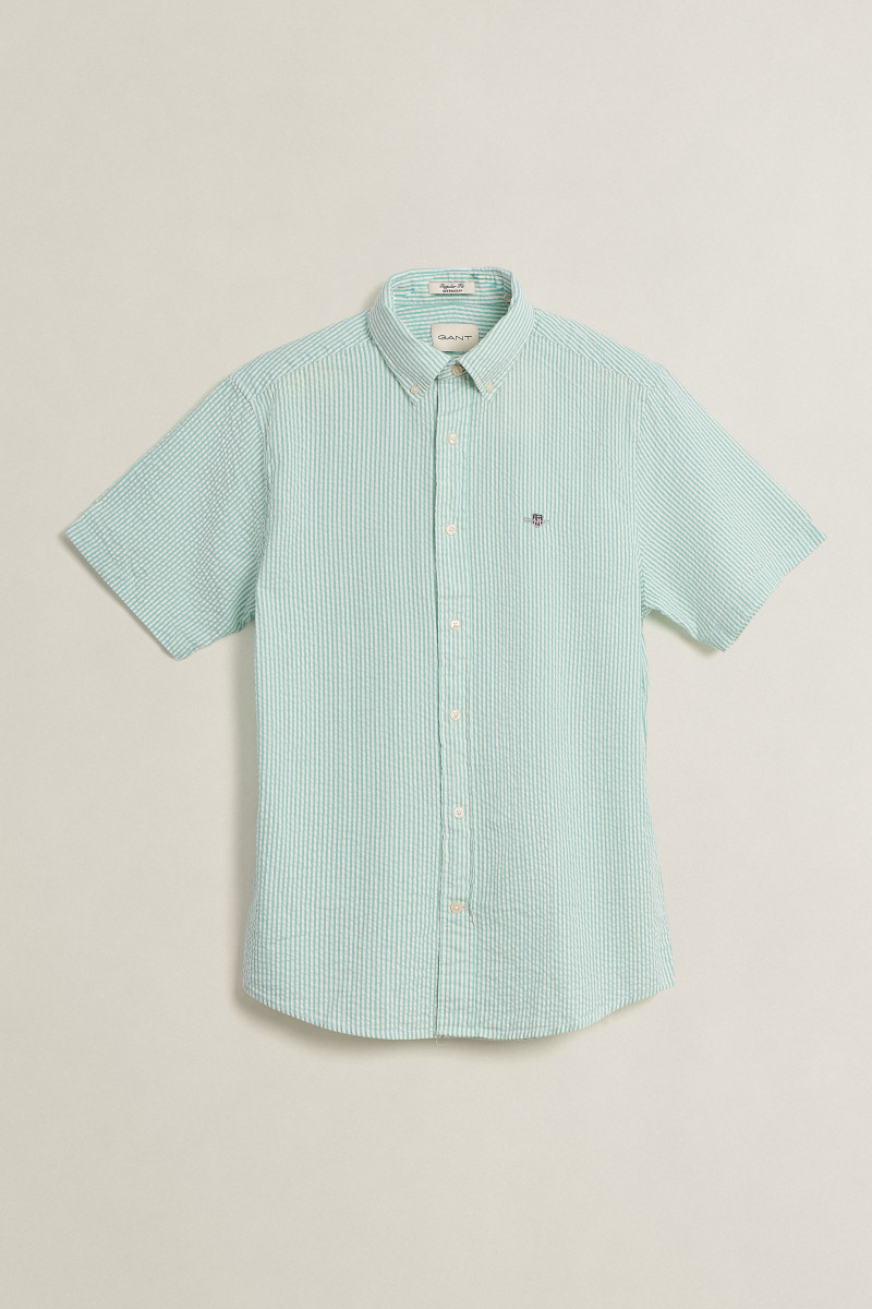 E-shop KOŠILE GANT REG SEERSUCKER STRIPE SS SHIRT MUTED TURQUOISE