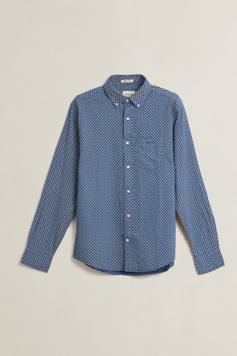 E-shop KOŠILE GANT REG COTTON LINEN PRINT SHIRT VINTAGE BLUE