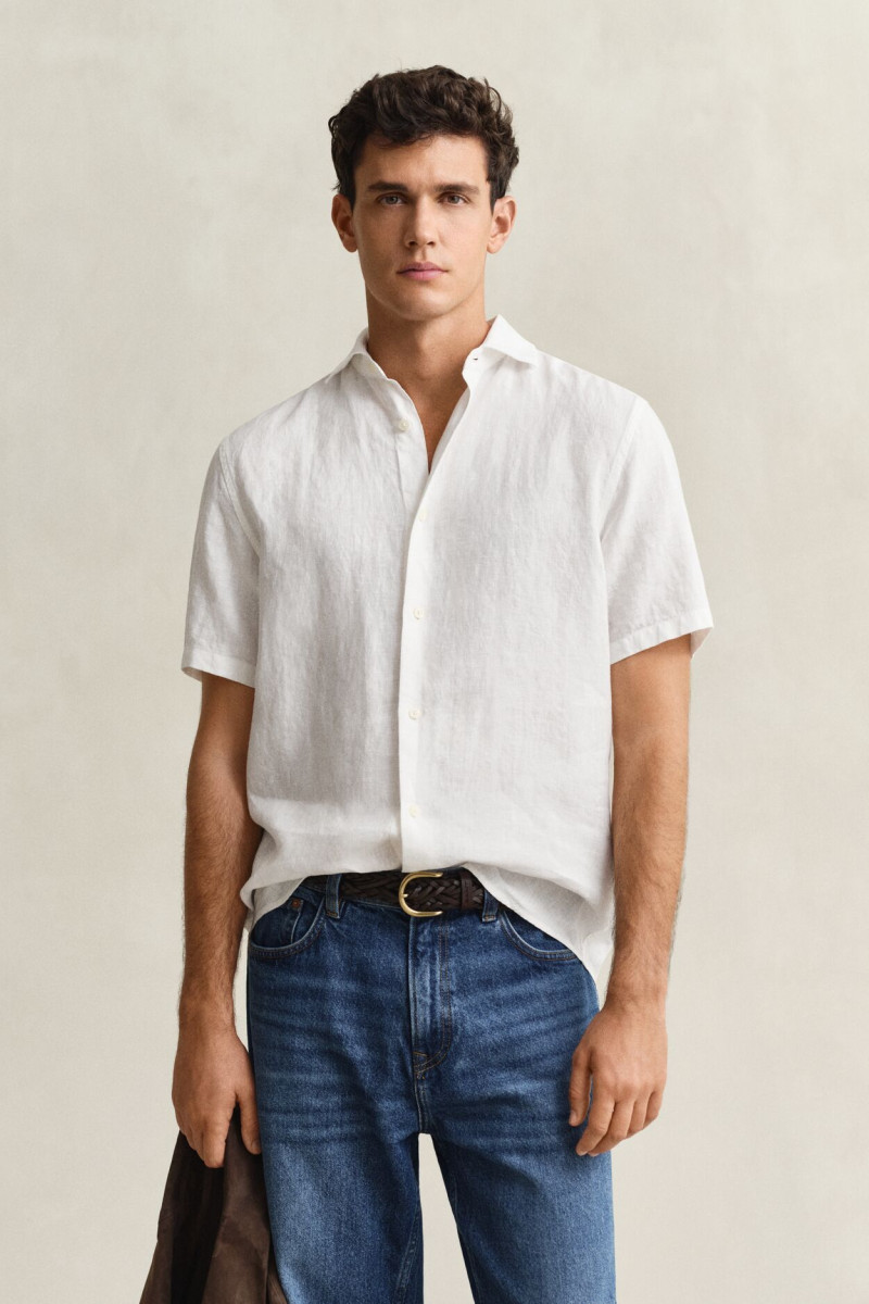 KOŠILE GANT REG LINEN SS SHIRT WHITE