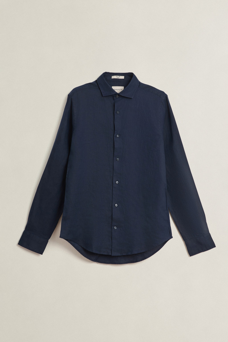 E-shop KOŠILE GANT SLIM LINEN SHIRT EVENING BLUE