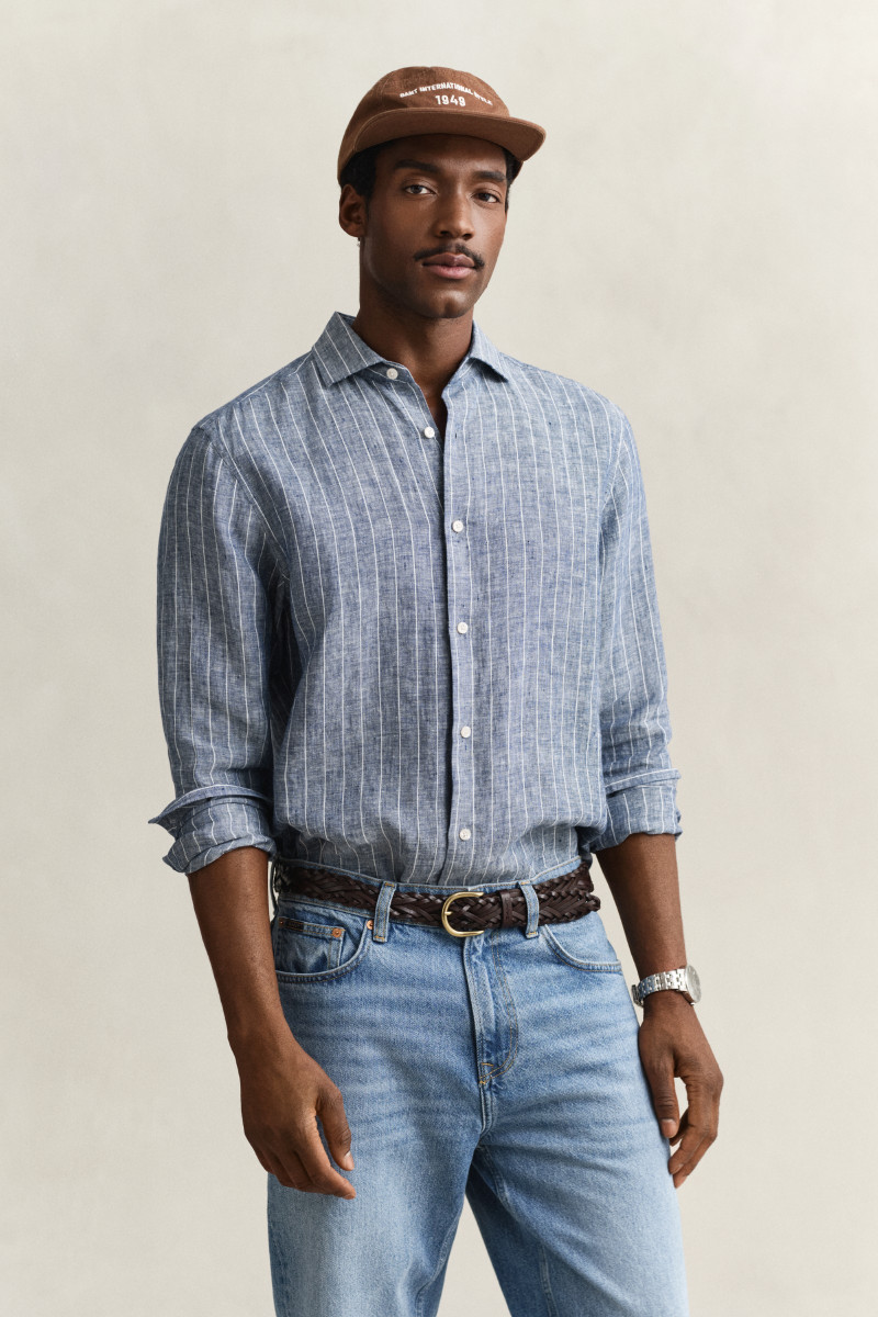 E-shop KOŠILE GANT REG LINEN STRIPE SHIRT PERSIAN BLUE