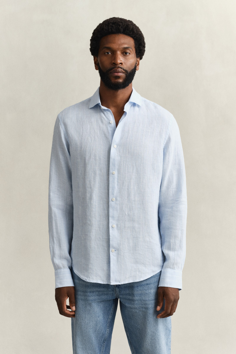 E-shop KOŠILE GANT REG LINEN STRIPE SHIRT SKY BLUE