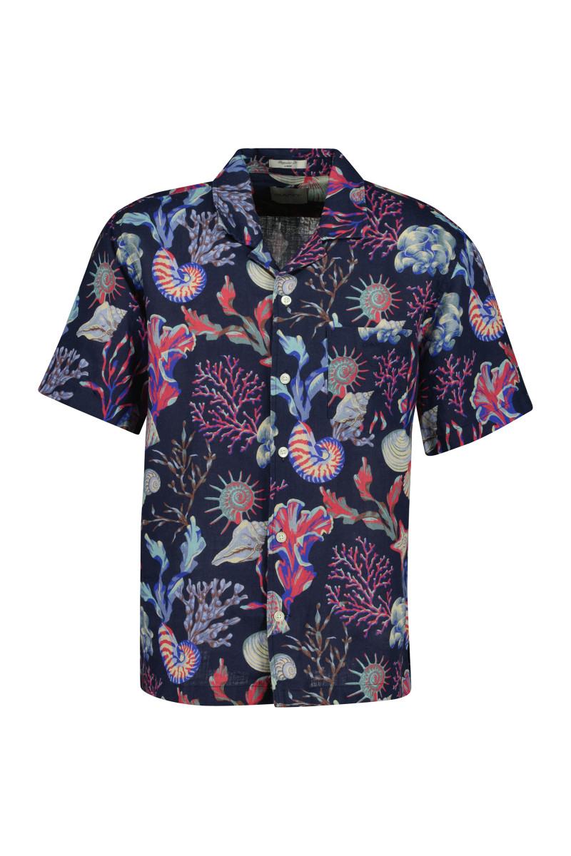 KOŠILE GANT REG AOP CAMP COLLAR SHIRT CLASSIC BLUE