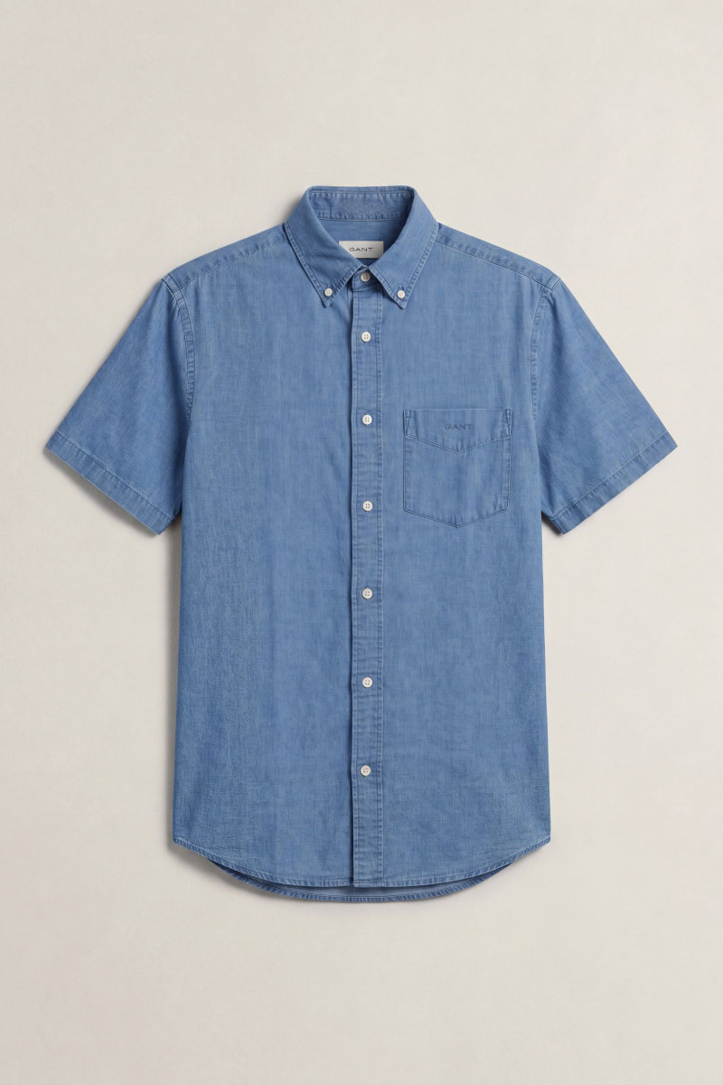 KOŠEĽA GANT REG COTTON/LINEN INDIGO SS SHIRT SEMI LIGHT BLUE
