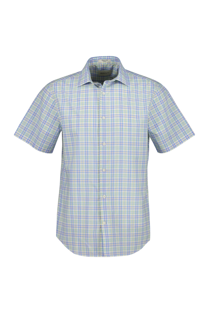 KOŠILE GANT REG POPLIN MULTI CHECK SS SHIRT LAVENDER BLUE