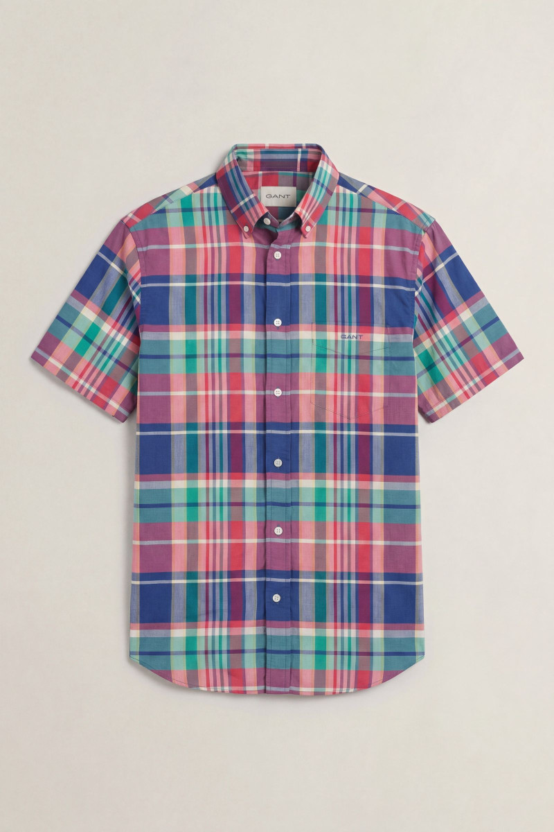 KOŠEĽA GANT REG INDIAN MADRAS CHECK SS SHIRT ROSE RED