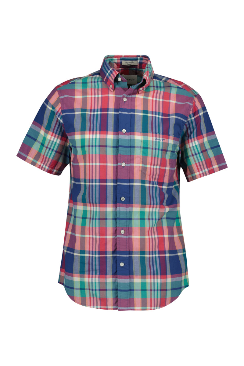 KOŠILE GANT REG INDIAN MADRAS CHECK SS SHIRT ROSE RED