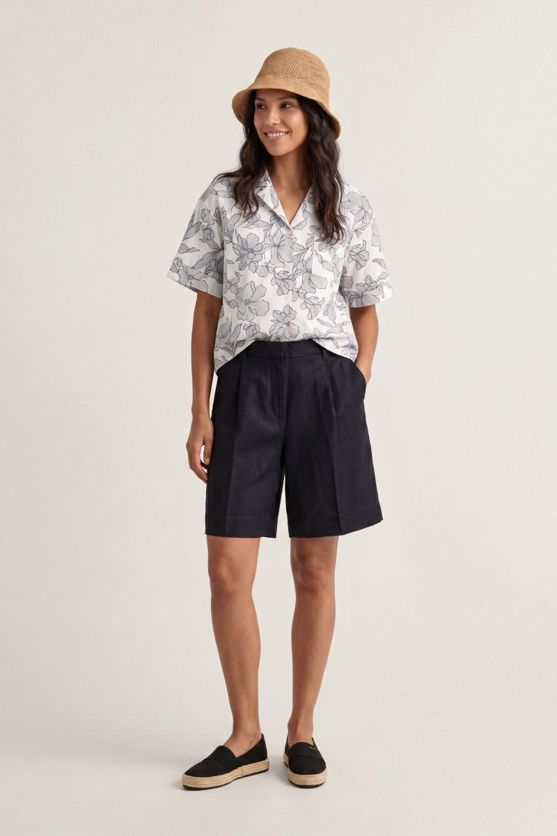 ŠORTKY GANT TAILORED LINEN BLEND SHORTS BLACK