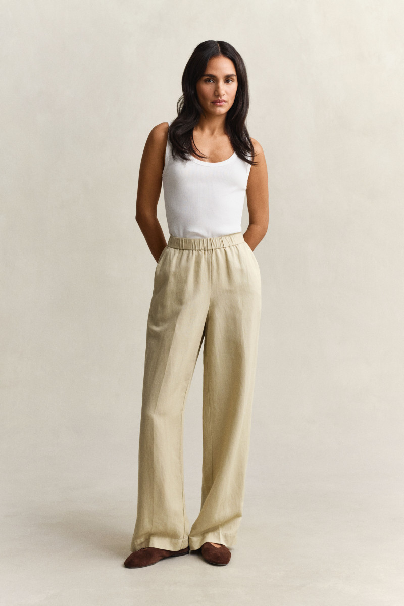 E-shop KALHOTY GANT LINEN BLEND PULL ON PANTS OAT BEIGE
