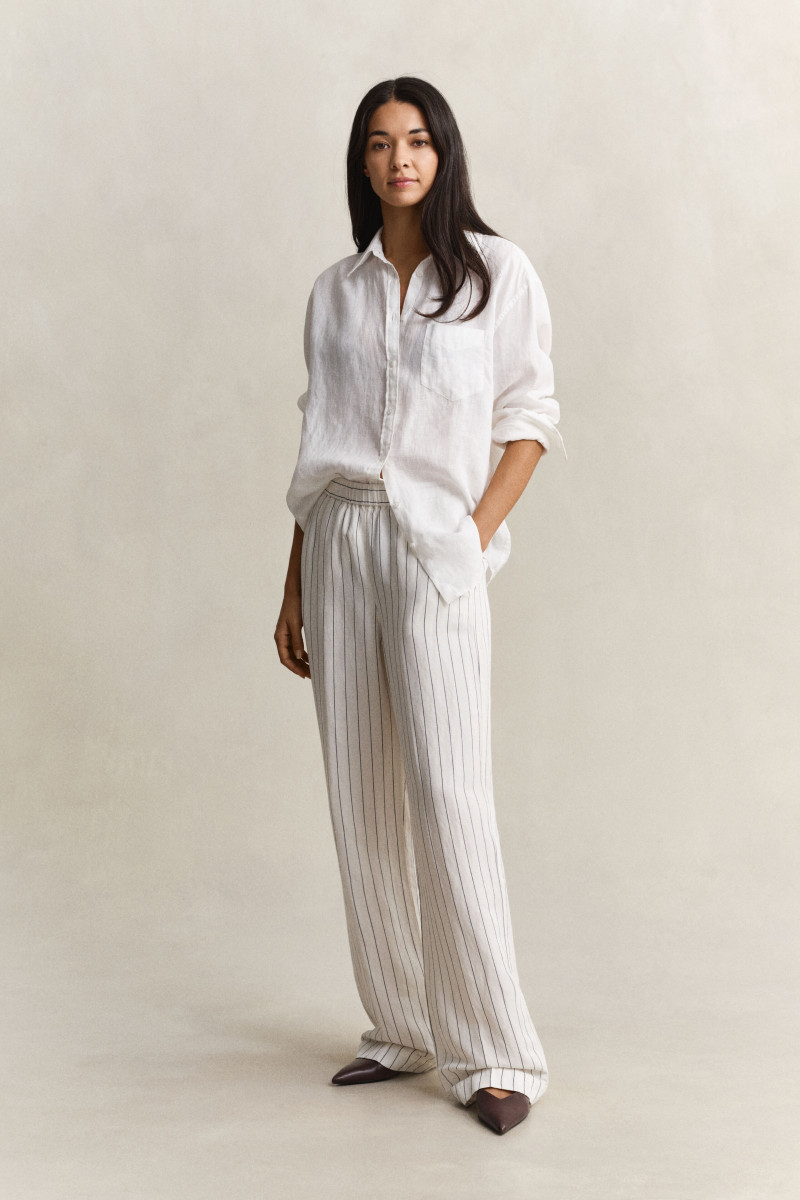 E-shop KALHOTY GANT STRIPED LINEN BLEND PULL ON PANTS EGGSHELL
