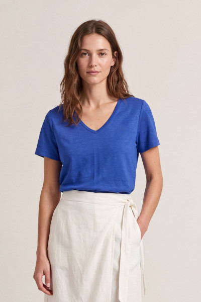 TRIČKO GANT REG LINEN V-NECK SS T-SHIRT - Fotografie č. 1