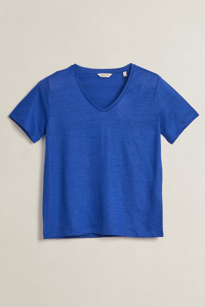 TRIČKO GANT REG LINEN V-NECK SS T-SHIRT - Fotografie č. 1