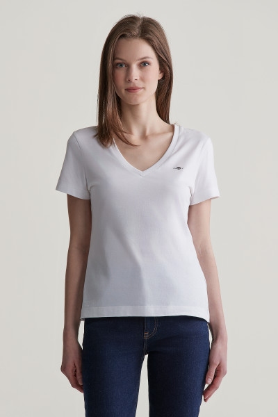 TRIČKO GANT REG SHIELD SS V-NECK T-SHIRT - Fotografia č. 1