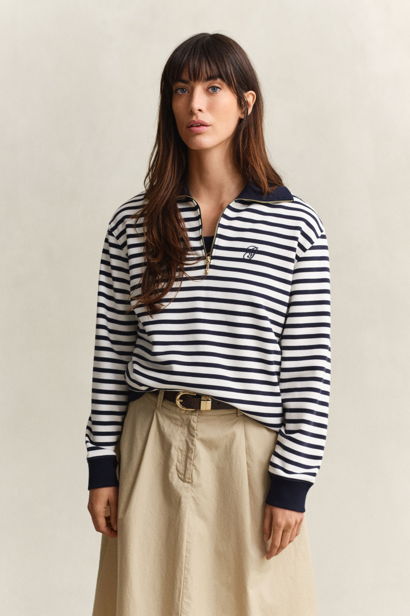 E-shop MIKINA GANT STRIPED HALF ZIP SWEAT EVENING BLUE