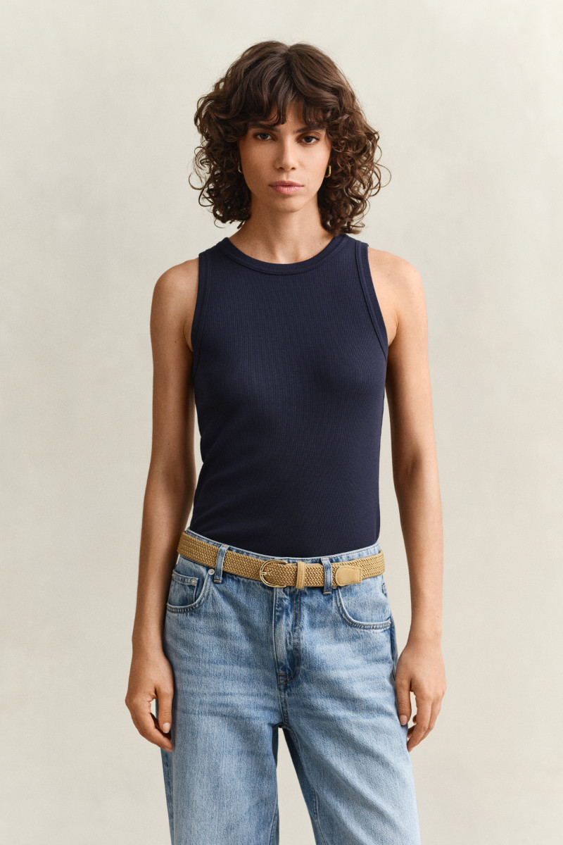 E-shop TOP GANT HIGH NECK RIB TANK TOP EVENING BLUE