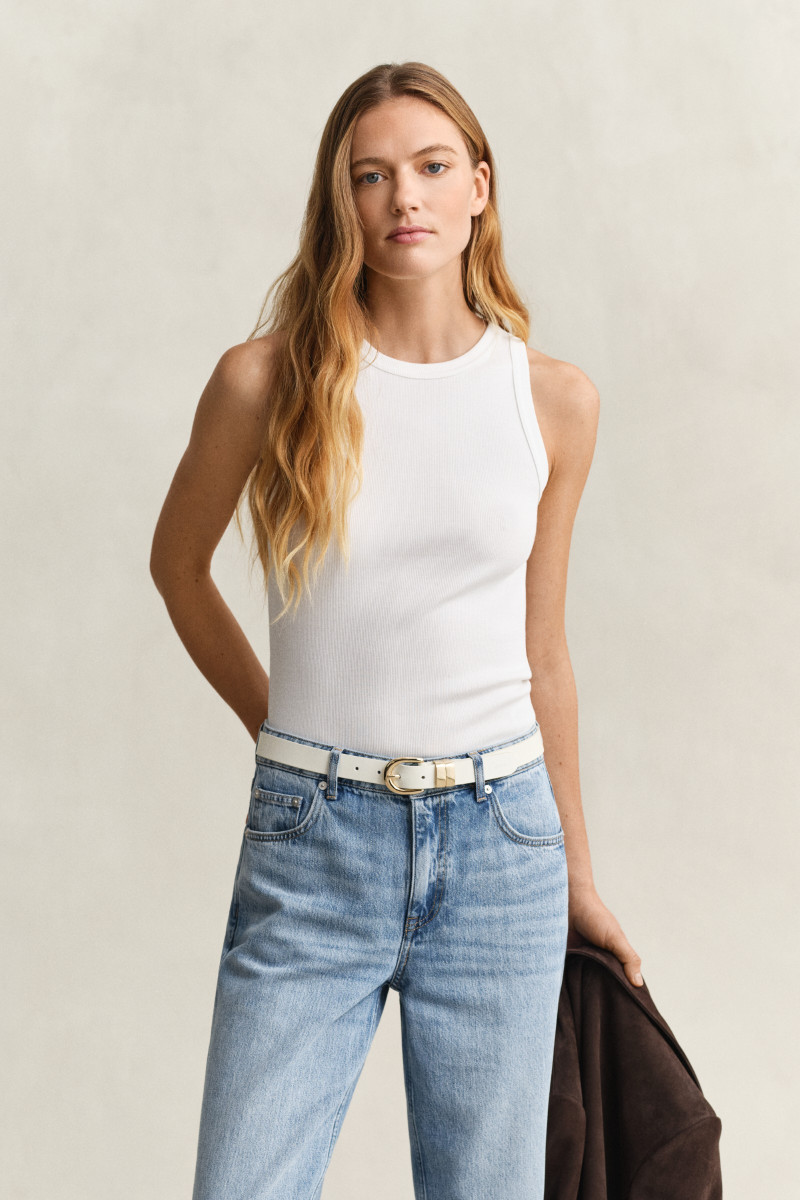 E-shop TOP GANT HIGH NECK RIB TANK TOP WHITE
