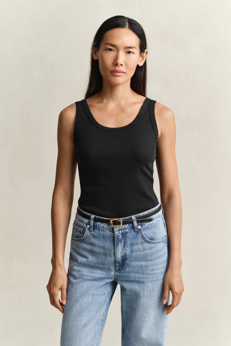 E-shop TOP GANT SLIM RIBBED TANK TOP BLACK