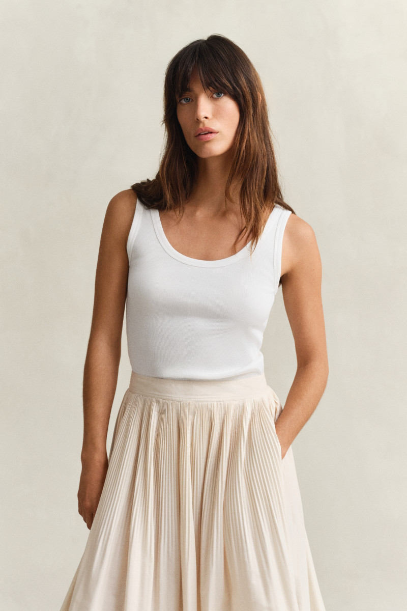 E-shop TOP GANT SLIM RIBBED TANK TOP WHITE