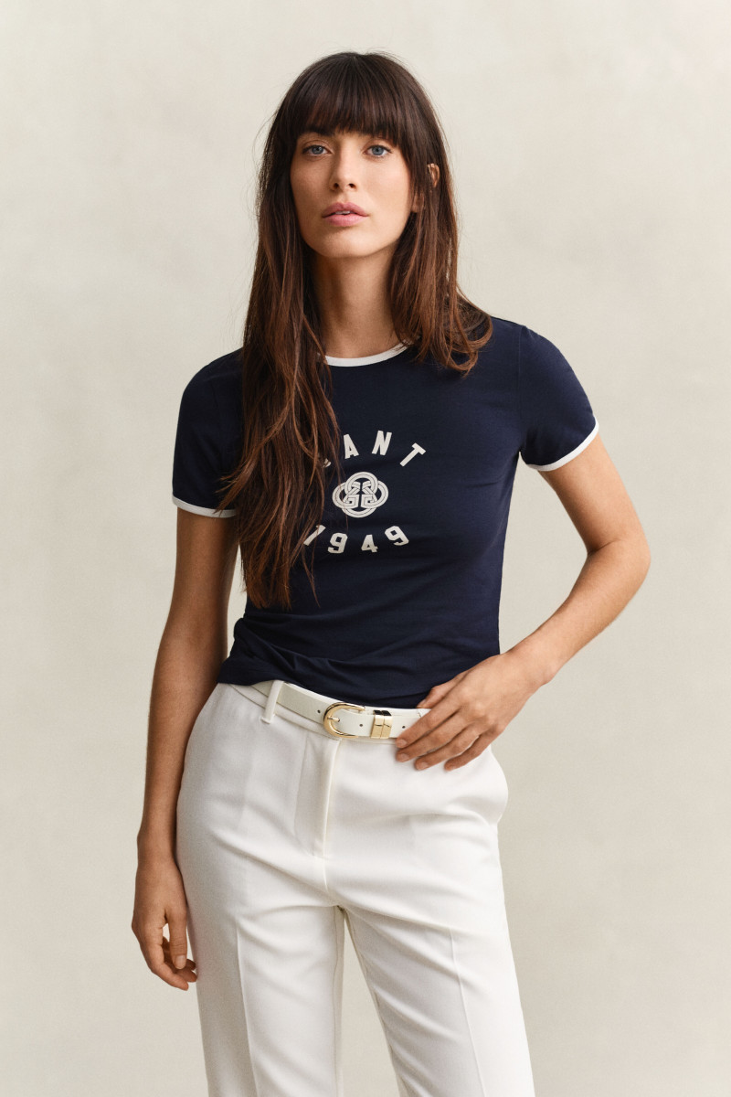 E-shop TRIČKO GANT SLIM SS RINGER T-SHIRT EVENING BLUE