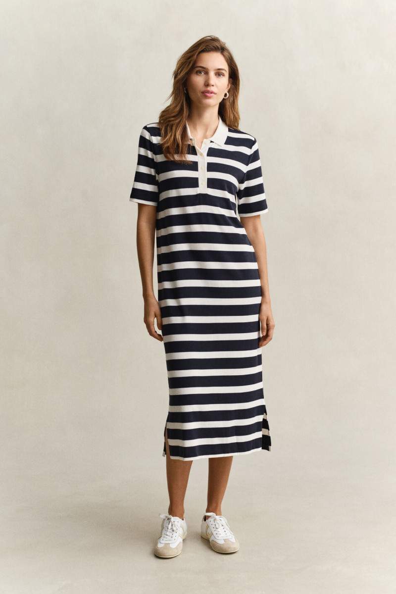 ŠATY GANT REG STRIPED SS POLO DRESS EVENING BLUE