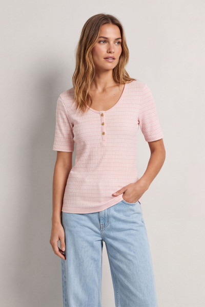 TRIČKO GANT SLIM RIBBED SS HENLEY TOP - Fotografia č. 1