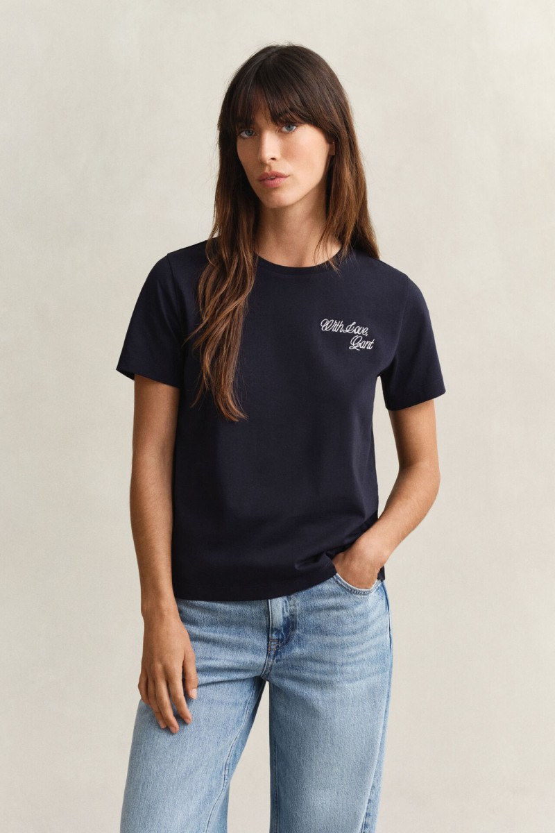 E-shop TRIČKO GANT GRAPHIC PRINT SS T-SHIRT EVENING BLUE