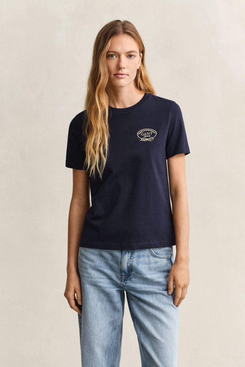 E-shop TRIČKO GANT ROPE GRAPHIC SS T-SHIRT EVENING BLUE