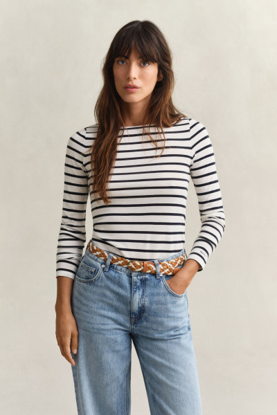 PÓLÓ GANT SLIM BRETON STRIPED LS T-SHIRT - Kép 1