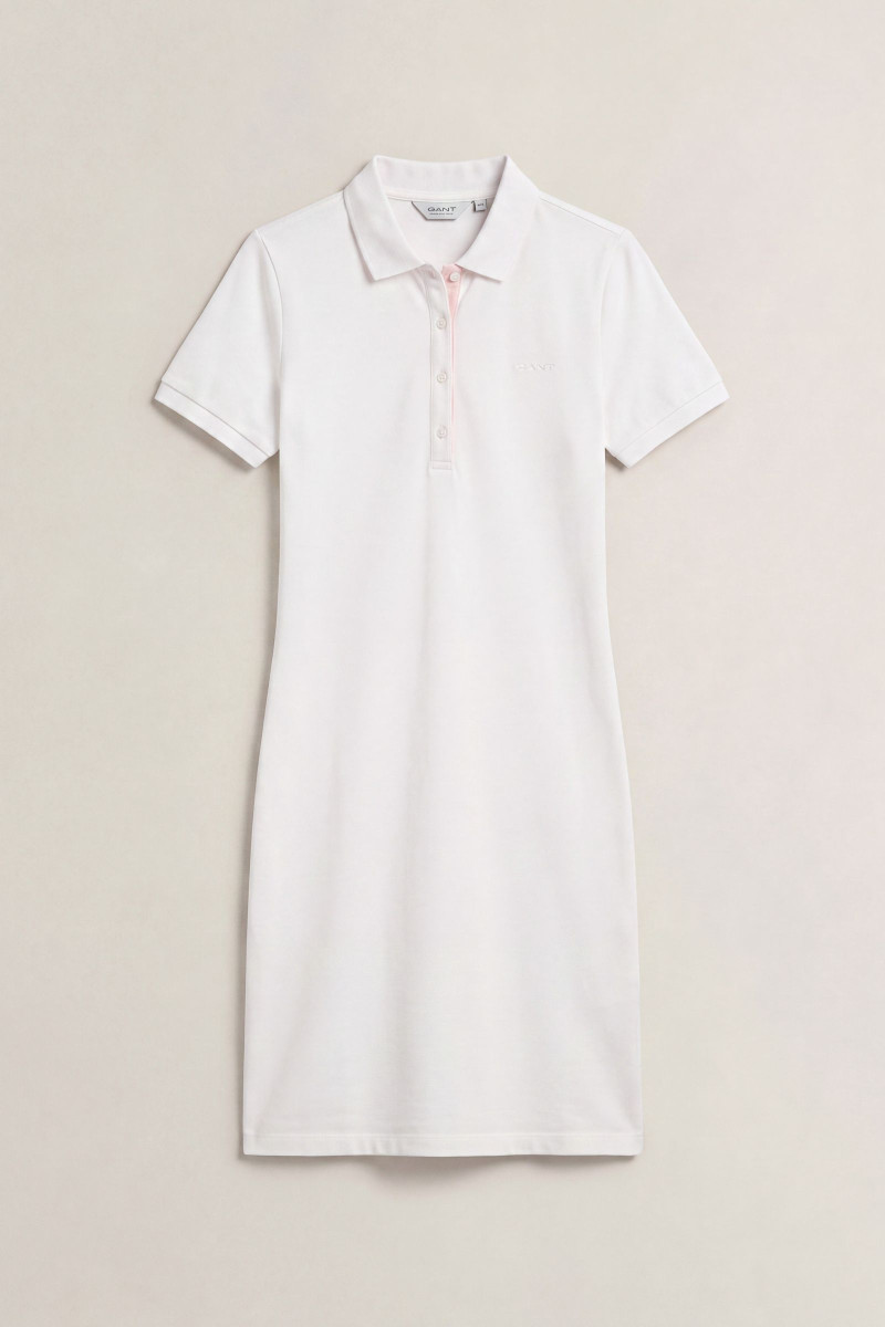 ŠATY GANT SLIM CONTRAST COLOR PIQUE DRESS WHITE