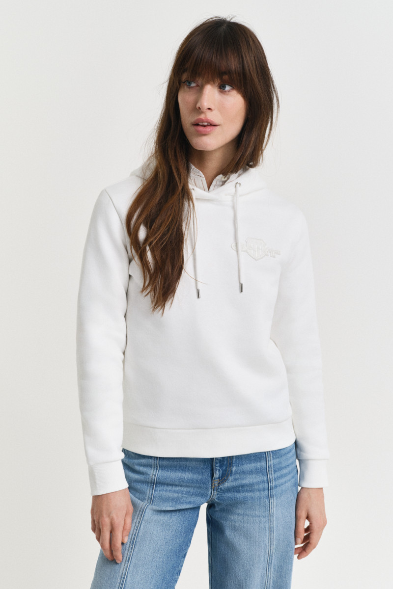 MIKINA GANT REG TONAL SHIELD HOODIE EGGSHELL
