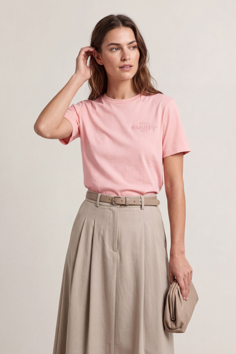 TRIČKO GANT REG TONAL SHIELD SS T-SHIRT LILLY PINK