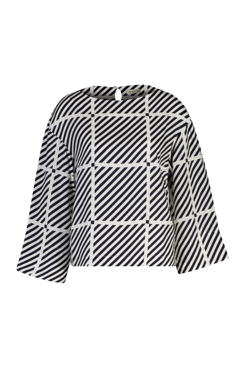 HALENKA GANT FLUID PRINTED TWILL LS TOP MARINE