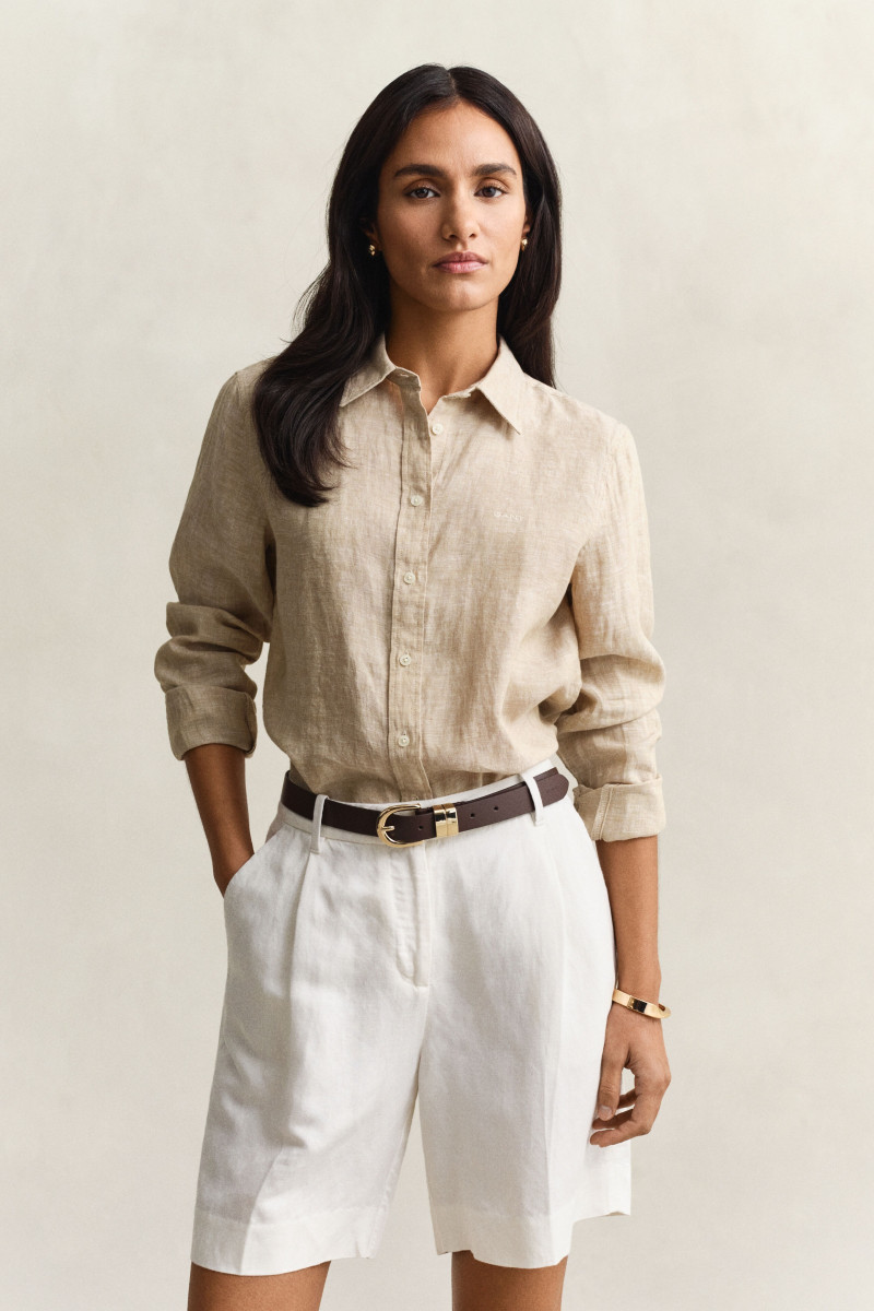 ING GANT REG LINEN LS SHIRT OAT BEIGE