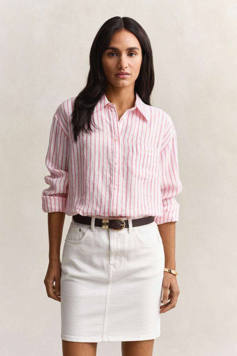 E-shop KOŠILE GANT REL STRIPED LINEN LS SHIRT BRIGHT FUSCHIA