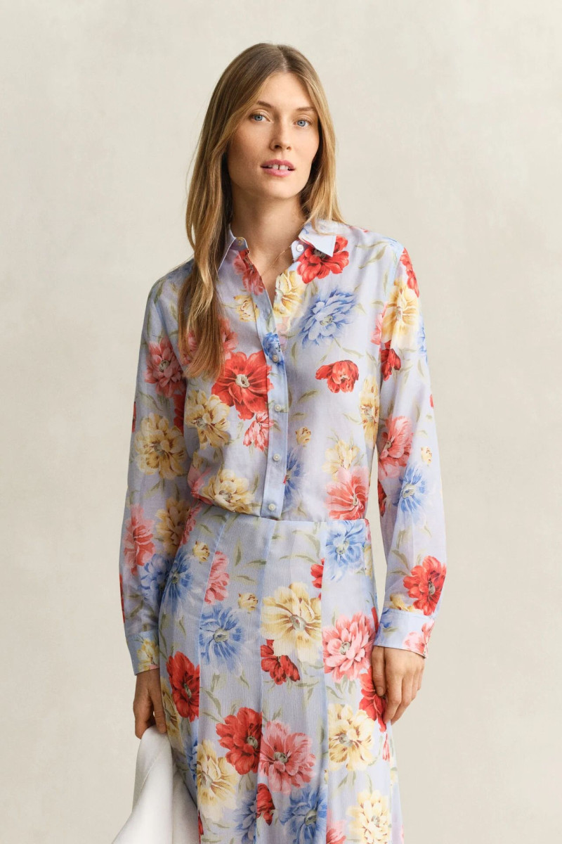 KOŠILE GANT REG FLORAL PRINT CTN SILK LS SHIRT LIGHT BLUE