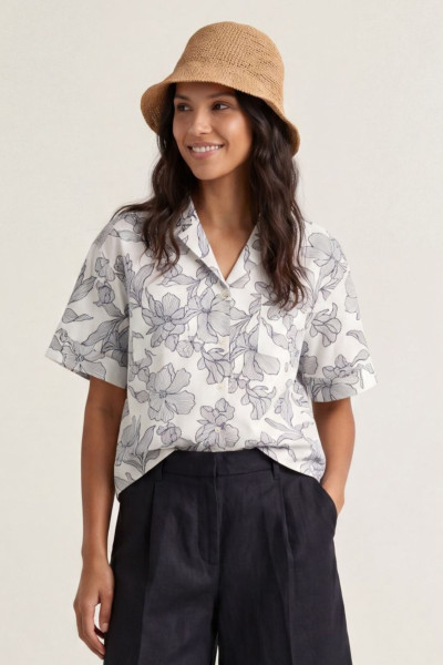 ING GANT REG FLORAL PRINT LINEN SS SHIRT - Kép 1
