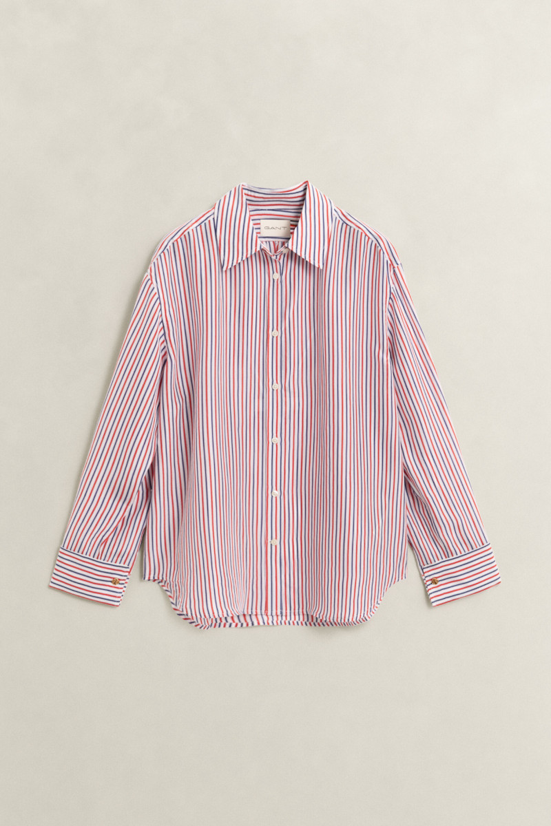 E-shop HALENKA GANT STRIPE HABOTAI SILK BLOUSE PERFECT RED