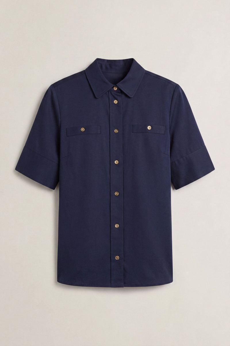 BLÚZKA GANT REG FLUID SS SHIRT BLOUSE EVENING BLUE