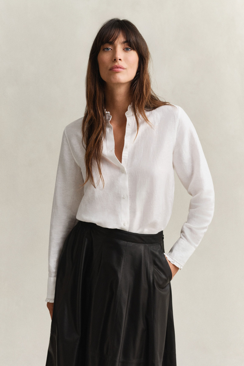 KOŠILE GANT CTN LINEN FRILL COLLAR BLOUSE WHITE
